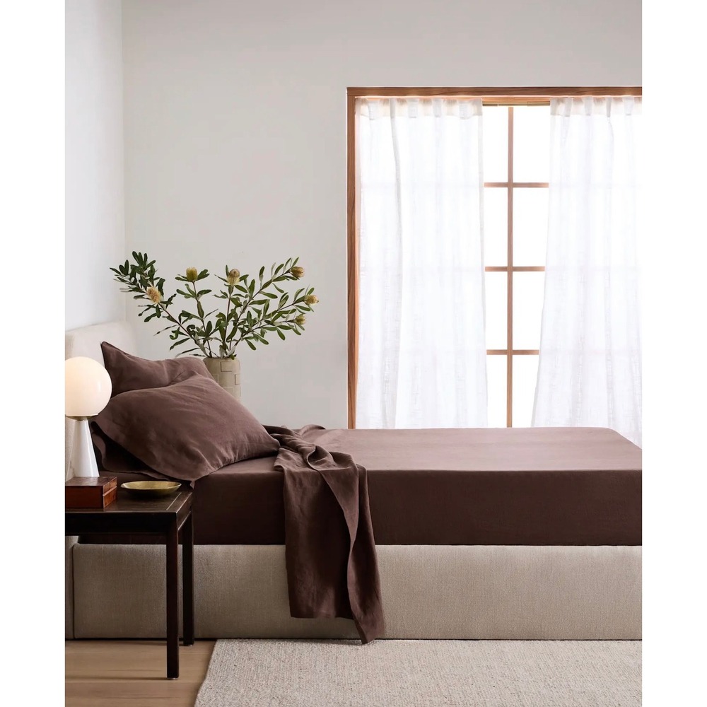 Quince 100% European Linen Sheet Set King Espresso NWOT